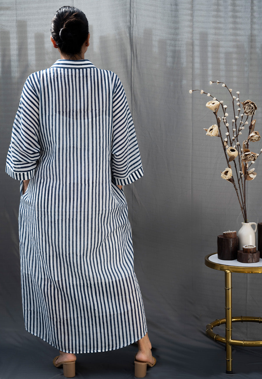 Blue Stripe Button Down Dress