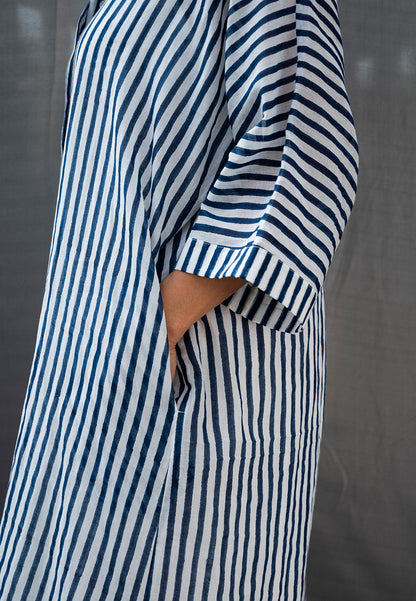 Blue Stripe Button Down Dress