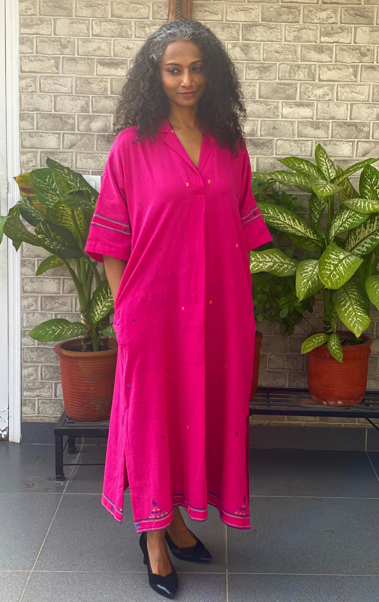 kala cotton pink maxi dress