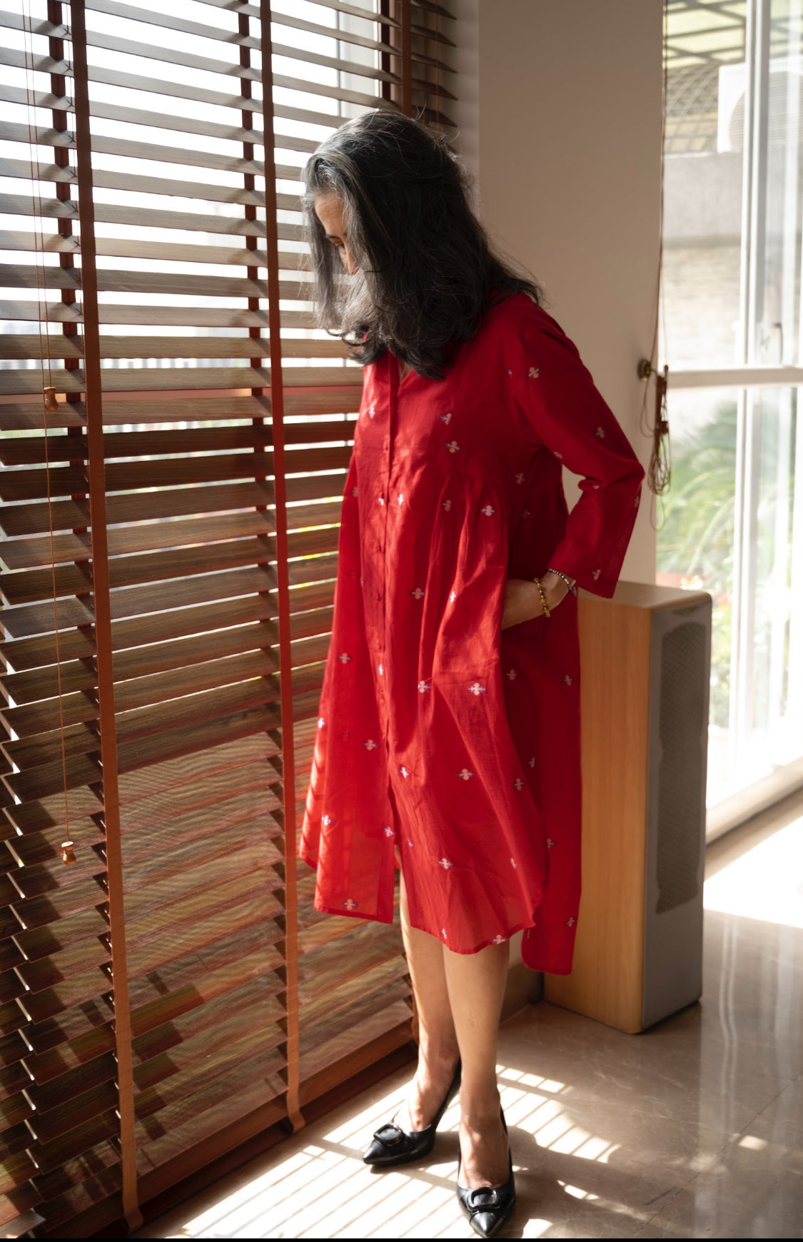 Red Jamdani shirt Dress